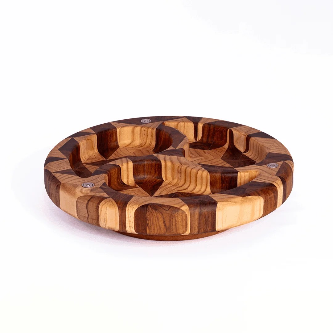 Bandeja Giratoria con Pivote de Acero Inoxidable y Tapa Removible (Diámetro 35 cm x Altura 11 cm )