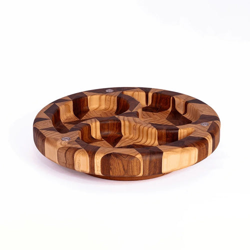 Bandeja Giratoria con Pivote de Acero Inoxidable y Tapa Removible (Diámetro 35 cm x Altura 11 cm ) - Patron D