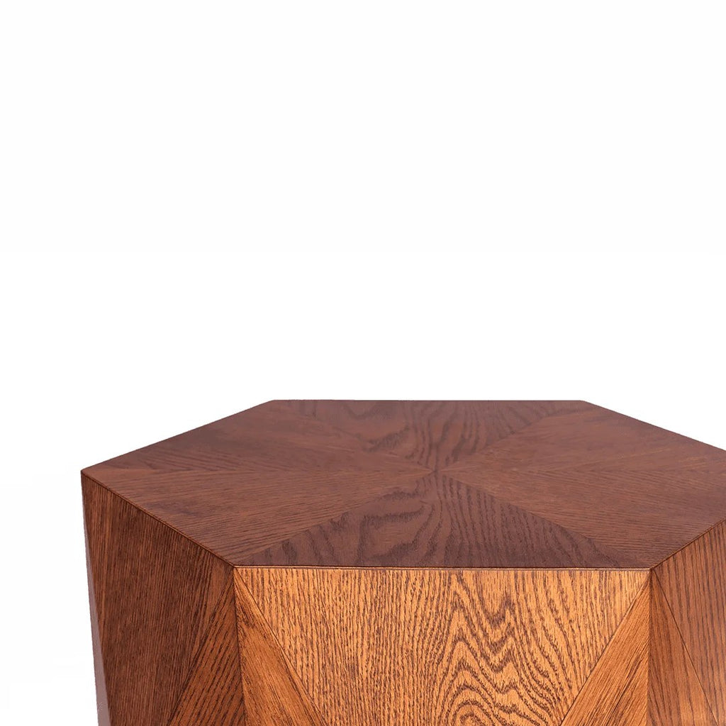 Mesa Hexagonal con Roble Natural (Diámetro: 44 cm Altura: 40 cm )